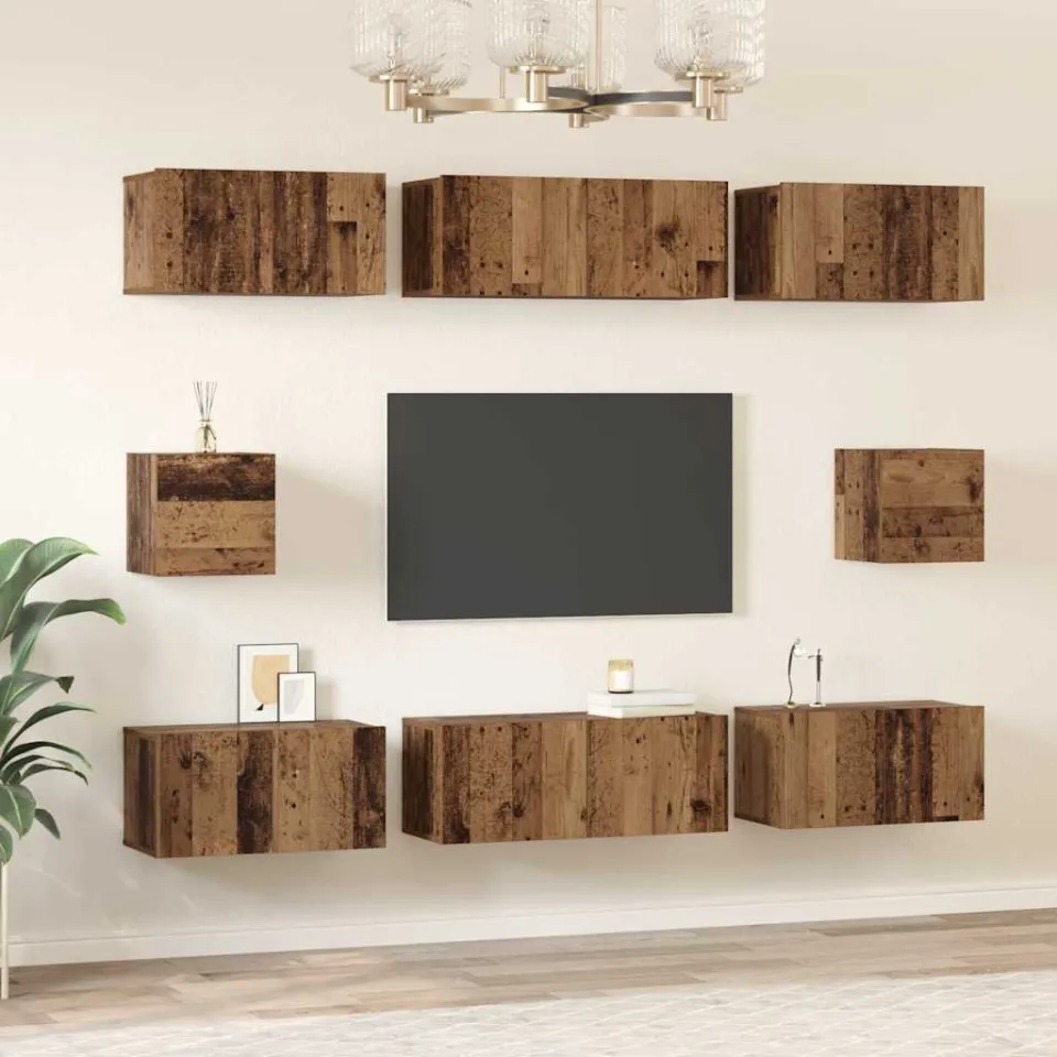vidaXL Tv-meubelset 8 st 80 x 30 x 30 cm Oud Hout bruin, foto 4