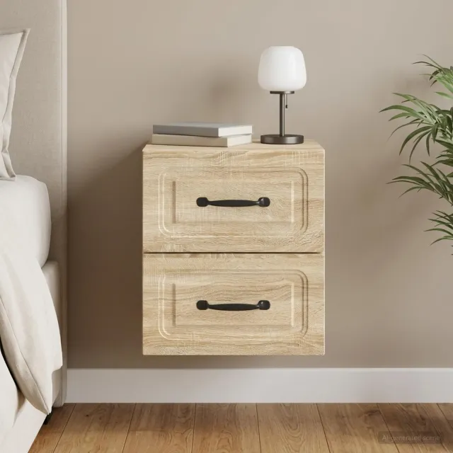 vidaXL Wandbeugel Bedkast Sonoma Eiken 34,5 x 33 x 40 cm Bewerkt hout, foto 2
