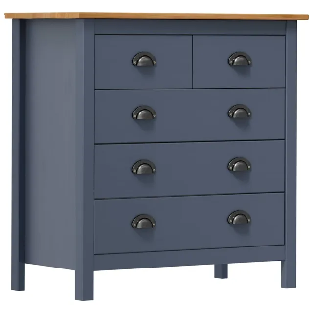 vidaXL Dressoir Hill 79x40x80 cm massief grenenhout grijs