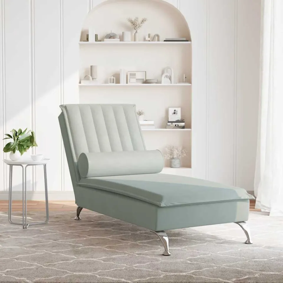 vidaXL Massage chaise longue met bolster fluweel roze, foto 3