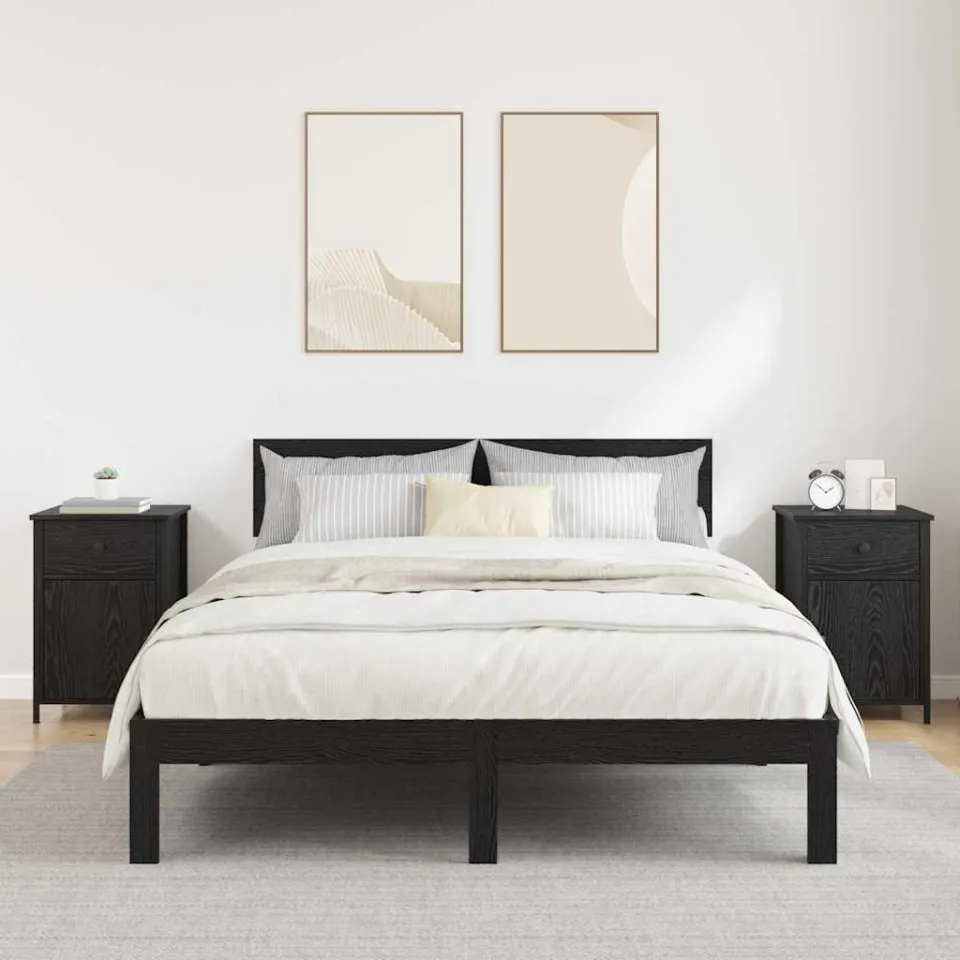 vidaXL Nachtkastje 2 st Zwart Eiken 40 x 42 x 60 cm Bewerkt hout, foto 4