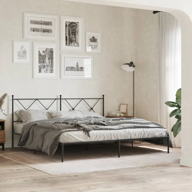 vidaXL Bedframe met hoofdbord metaal zwart 183x213 cm