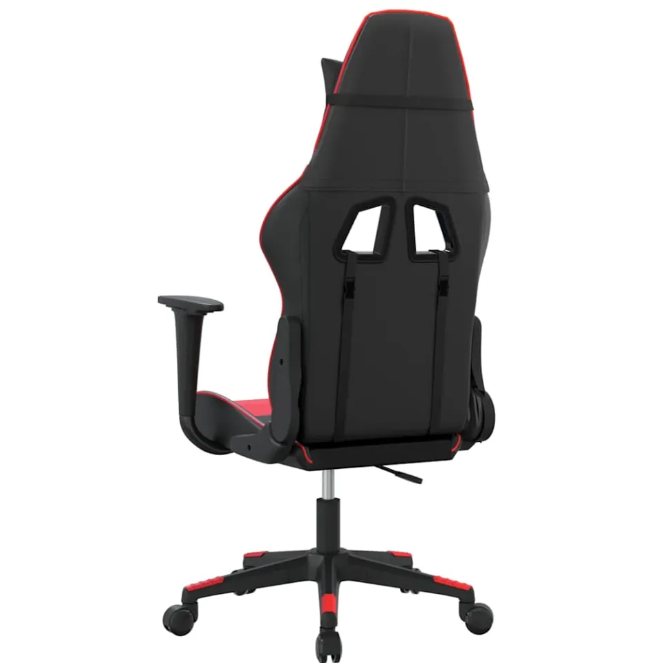 vidaXL Massage gamestoel kunstleer zwart en rood, foto 4