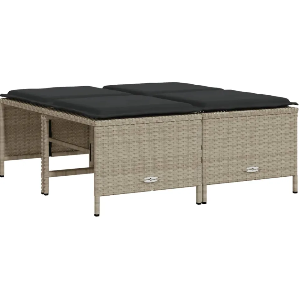 vidaXL 5-delige Loungeset met kussens poly rattan lichtgrijs grijs, foto 3