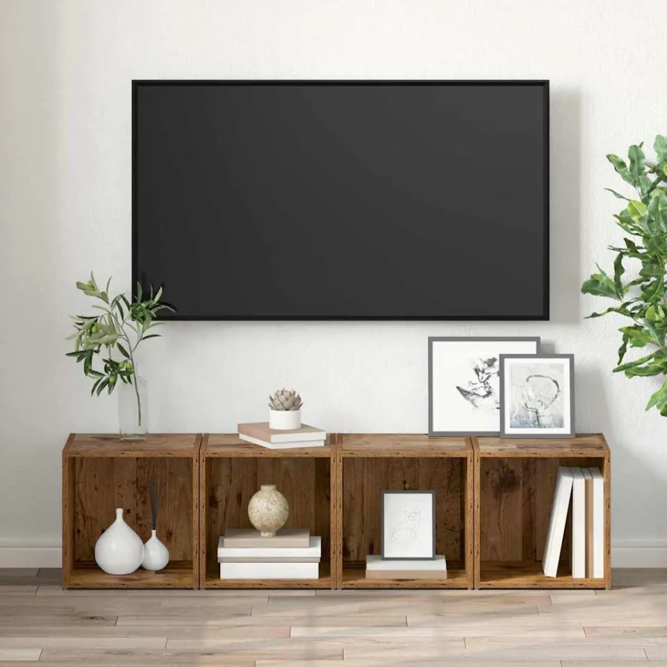 vidaXL Tv-meubelset 2 st Oud Hout Bewerkt hout bruin, foto 4
