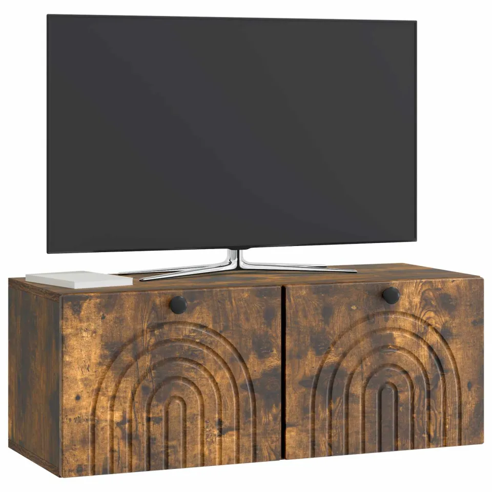 vidaXL Wandbeugel TV-kast Gerookt eiken 78,5 x 31 x 30 cm Bewerkt hout, foto 3