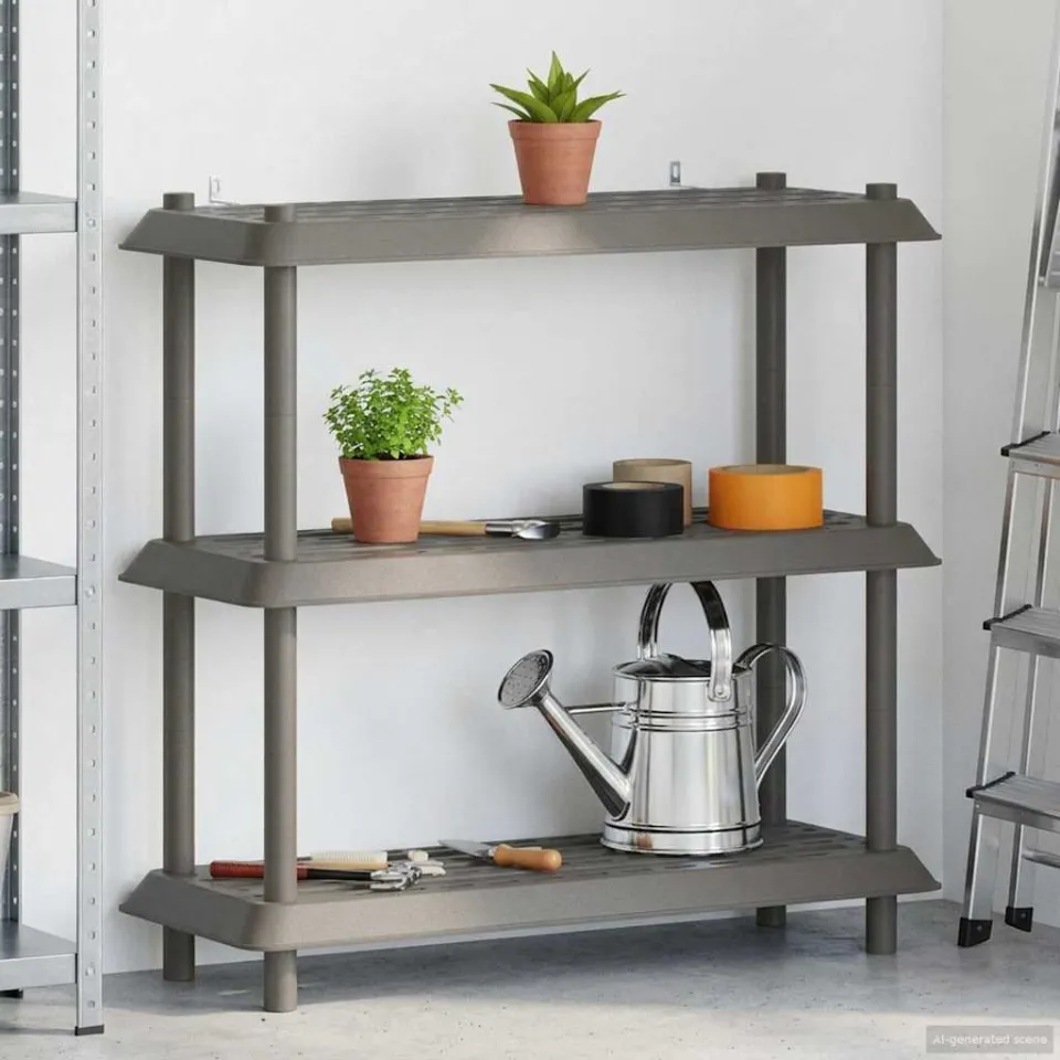vidaXL Plankenunit 3-laags 100 x 40 x 96 cm PP Lichtgrijs, foto 4