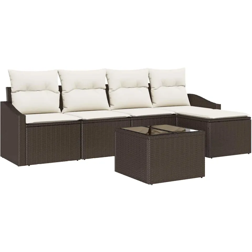 vidaXL Bankstel 6 st Bruin poly rattan, foto 4