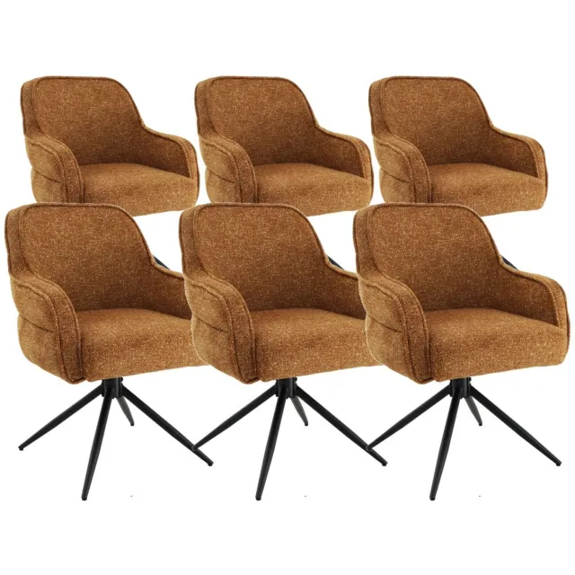DS4U Loisa armstoel met terugdraaifunctie - Set van 6 - Mosterdgeel - Stof