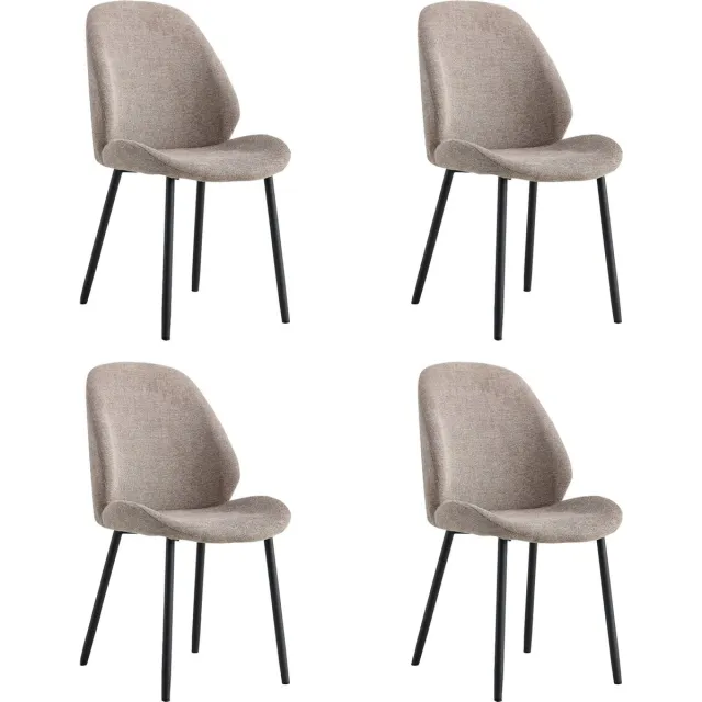 QUVIO Eetkamerstoelen Lola - Eetkamerstoel - Grijze stoel - Polyester - Staal - Grijs - Set van 4
