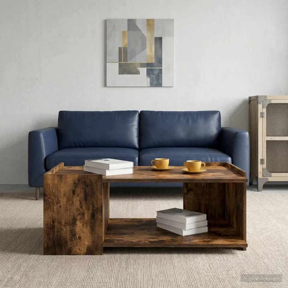 vidaXL Salontafel Gerookt eiken 90 x 50 x 33 cm Bewerkt hout, foto 4
