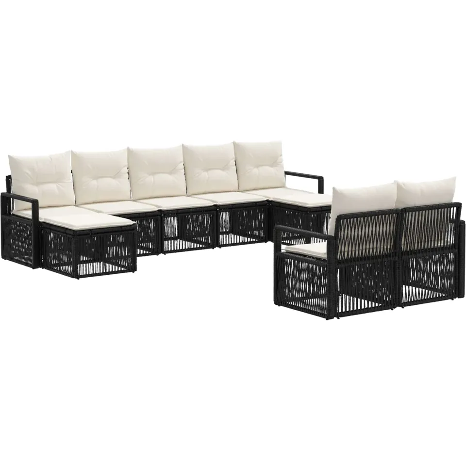 vidaXL Tuinbankenset 9 st 9-zits Zwart poly rattan, foto 3