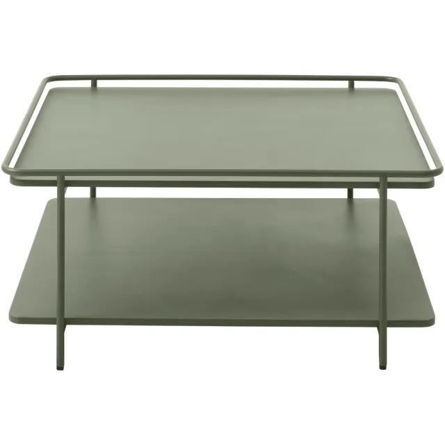 Nest of Nora Salontafel vierkant met onderblad 75x75 cm - Metaal - Olijfgroen