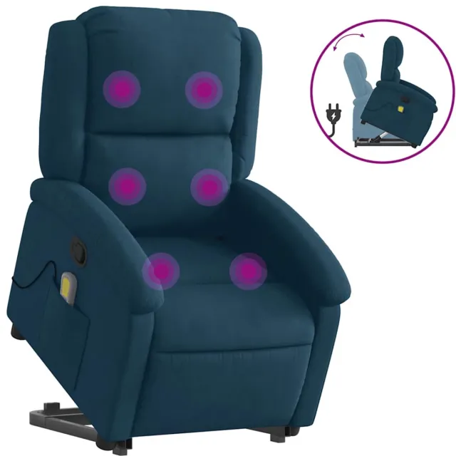 vidaXL Sta-op-massagestoel - verstelbaar - fluweel - blauw