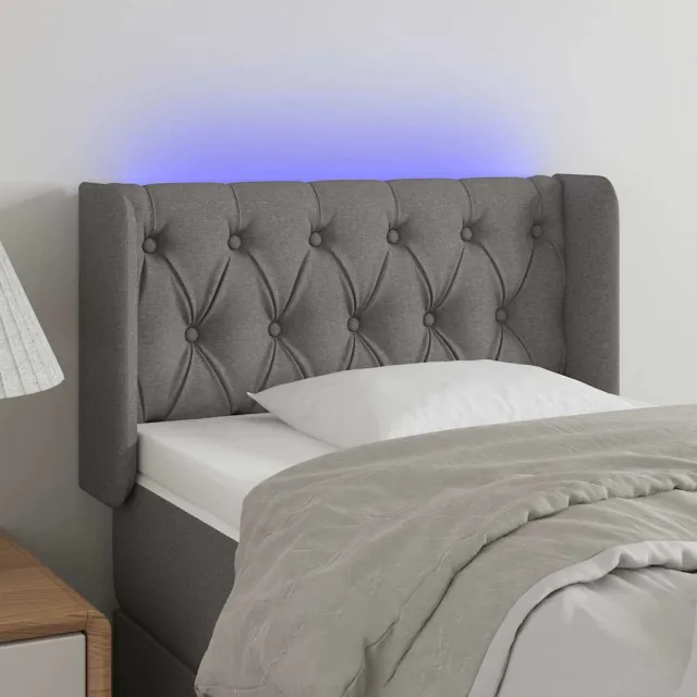 vidaXL Hoofdbord LED 83x16x78/88 cm stof donkergrijs grijs