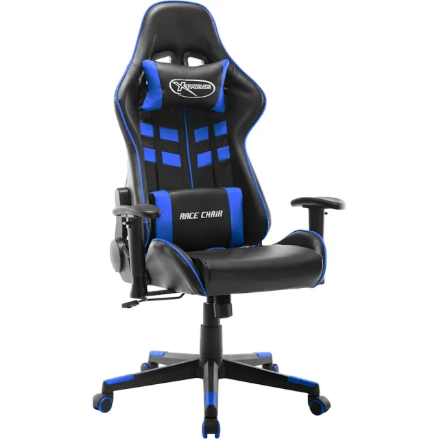 vidaXL Gamestoel kunstleer zwart en blauw