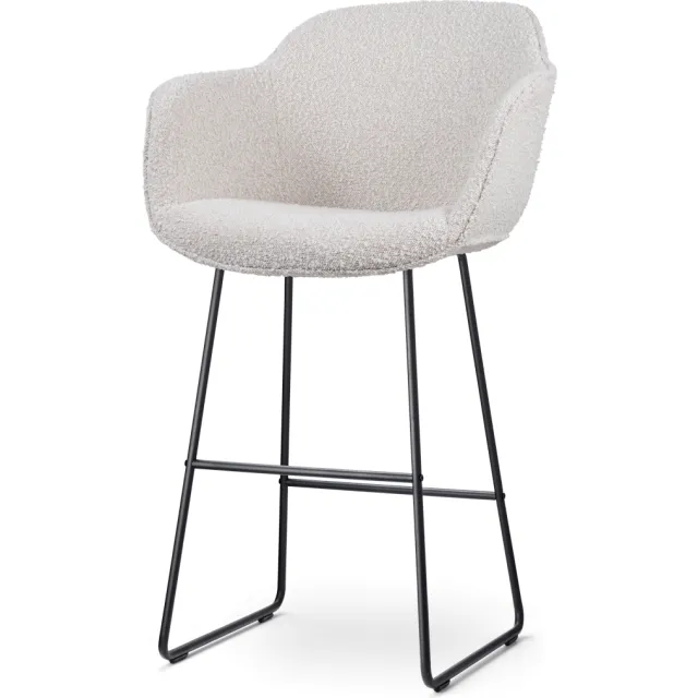 Nolon Nino-Mare barkruk bouclé beige - zwart onderstel - 75 cm