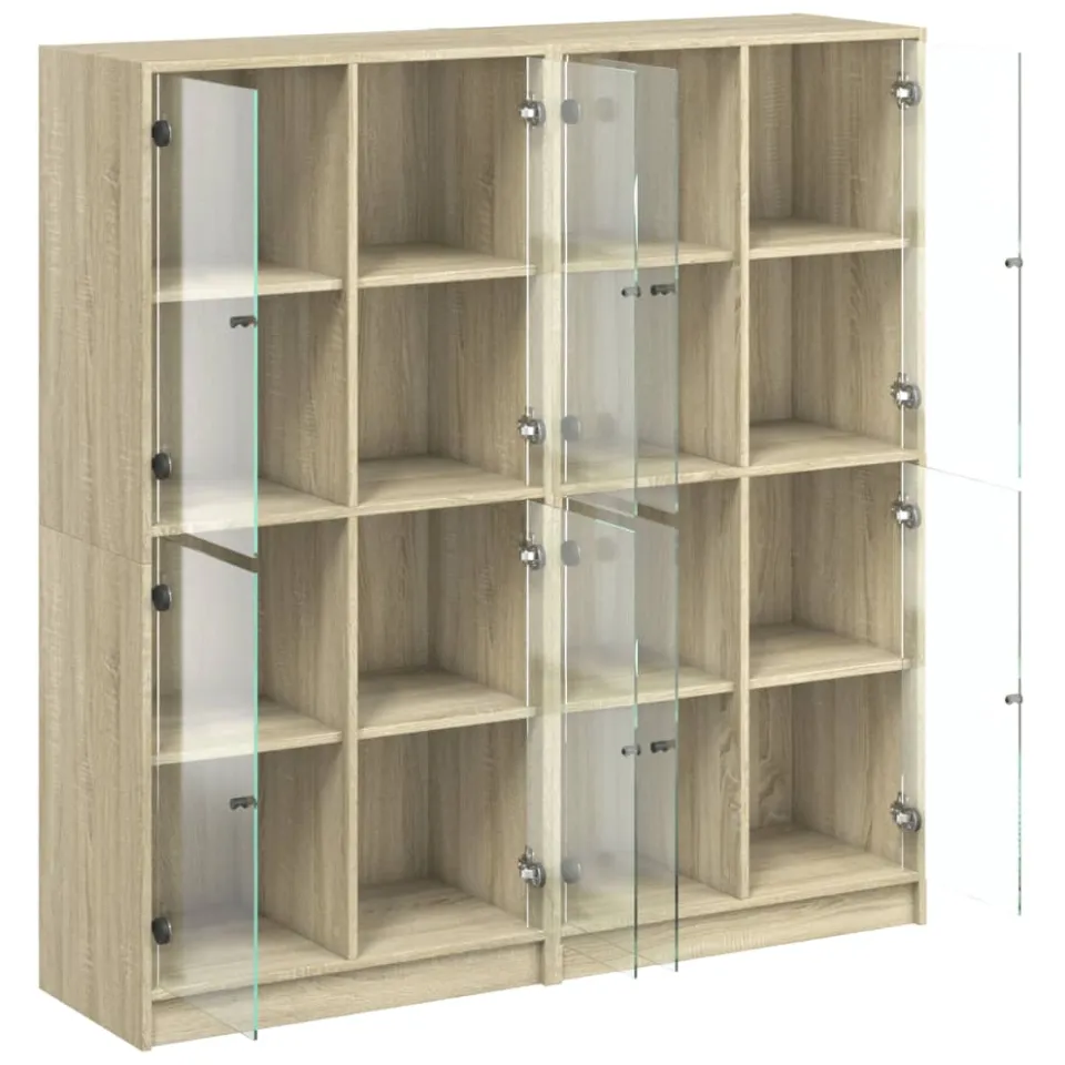 vidaXL Boekenkast met deuren 136x37x142 cm hout sonoma eikenkleurig, foto 4