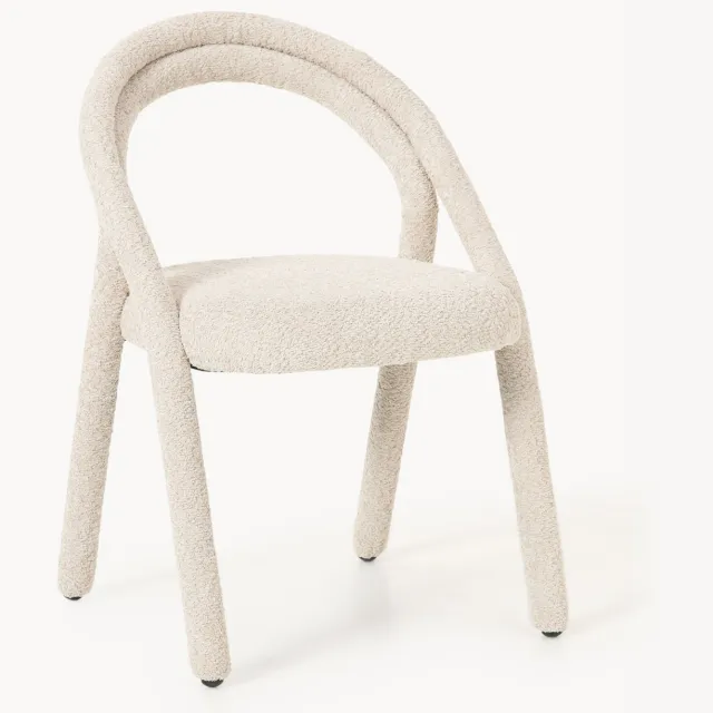 Westwing Collection Gestoffeerde eetkamerstoel Ada Beige