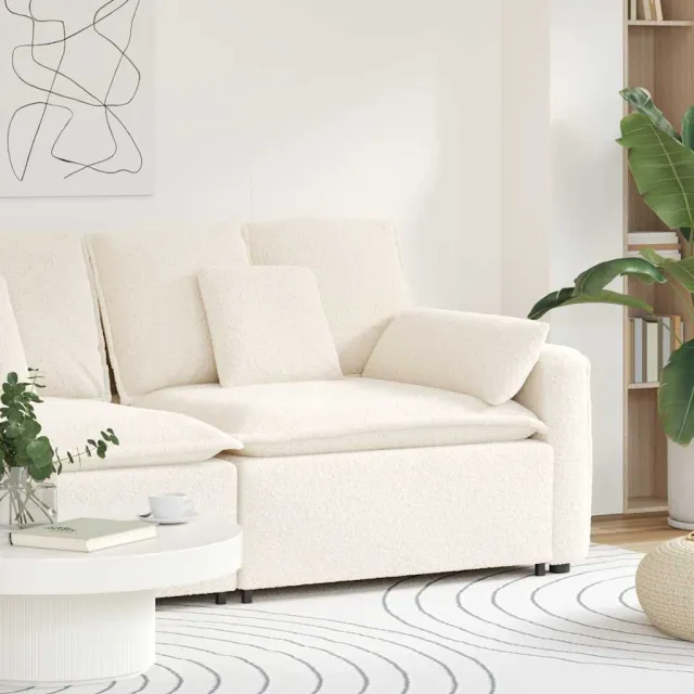 vidaXL Modulaire bank Armleuning eindmodule met kussens 100 cm Crème