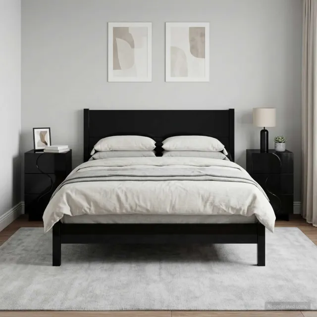 vidaXL Nachtkastje 2 st Zwart 33,5 x 34,5 x 60 cm Bewerkt hout, foto 2