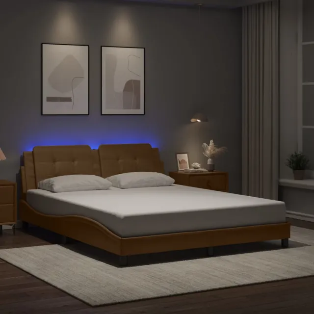 vidaXL Bedframe met LED zonder matras "Zadar" cappuccino 160x200 cm Bruin