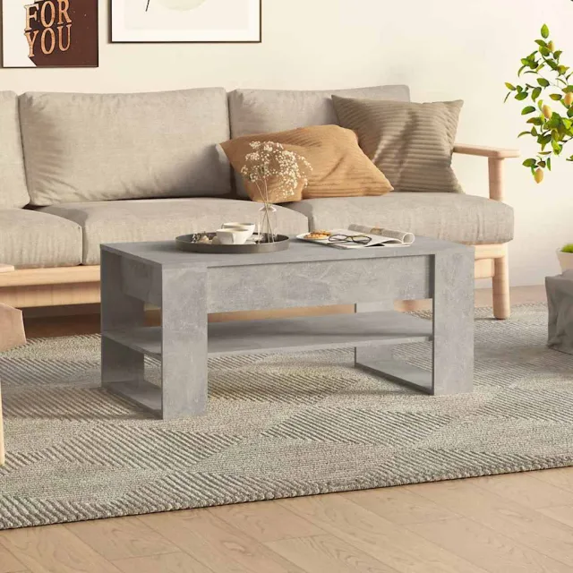 vidaXL Salontafel 102x55x45 cm bewerkt hout betongrijs grijs, foto 2