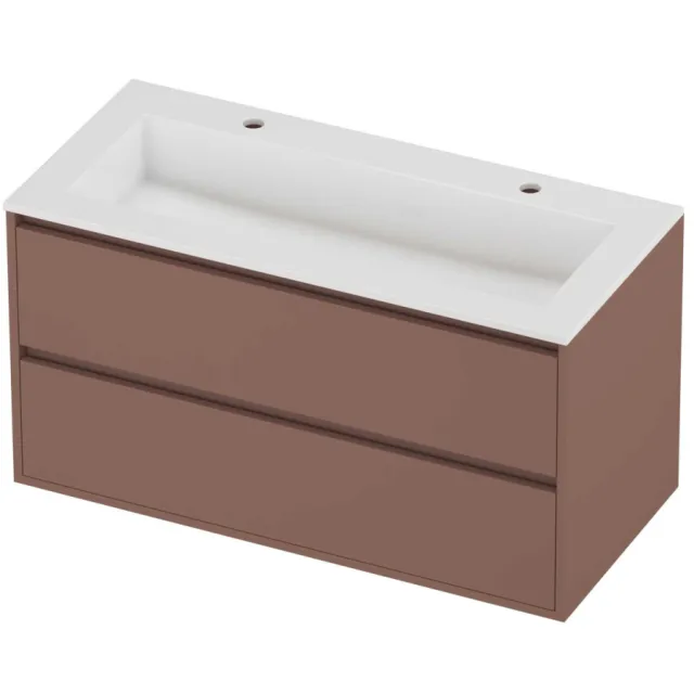 Proline Aristo Badmeubelset Polystone Elegant Greeploos 100x46x54 cm Glans Wit Beauty Blush Rosé Goud