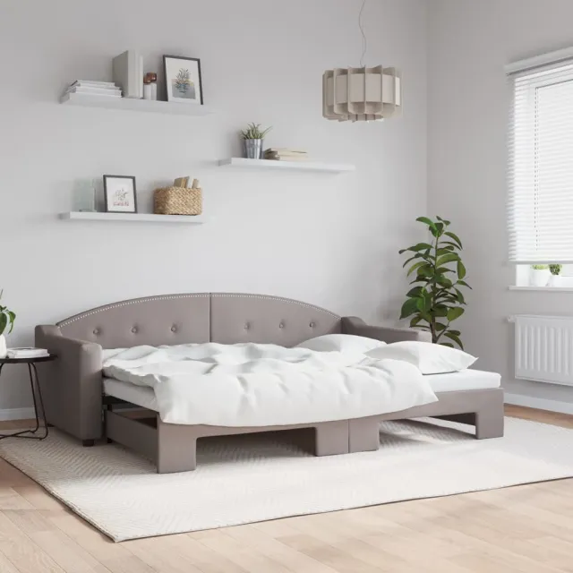 vidaXL Slaapbank met onderschuifbed 80x200 cm stof taupe