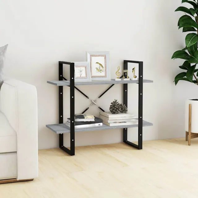 vidaXL Boekenkast met 2 schappen 80x30x70 cm bewerkt hout grijs sonoma, foto 2