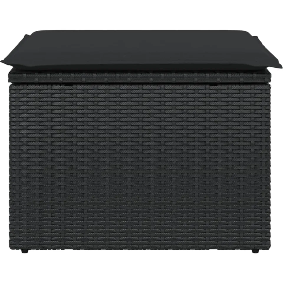 vidaXL Tuinkruk met kussen zwart 55x55x37 cm poly rattan, foto 4