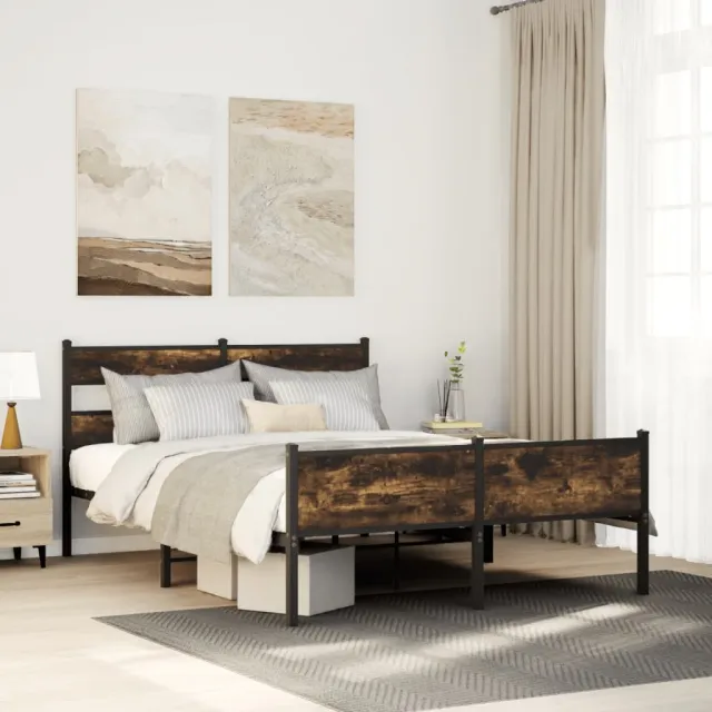 vidaXL Bedframe zonder matras hout gerookt eikenkleurig 140x190 cm