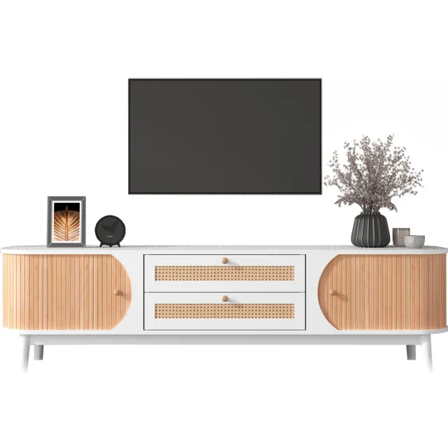 learnlogic Tv-meubel - 170cm - Wit - Opbergruimte
