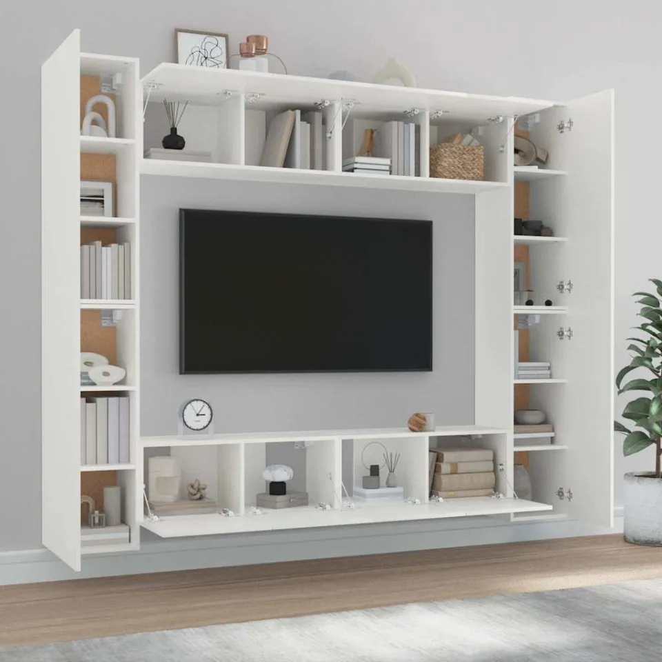 vidaXL 8-delige Tv-meubelset bewerkt hout wit, foto 4