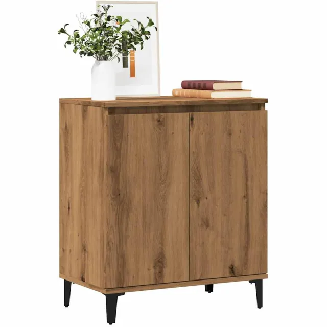 vidaXL Dressoir 60x35x70 cm bewerkt hout artisanaal eikenkleur Bruin