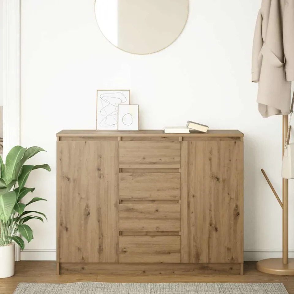 vidaXL Dressoir met lades 100,5x35x76 cm spaanplaat artisanaal bruin, foto 3