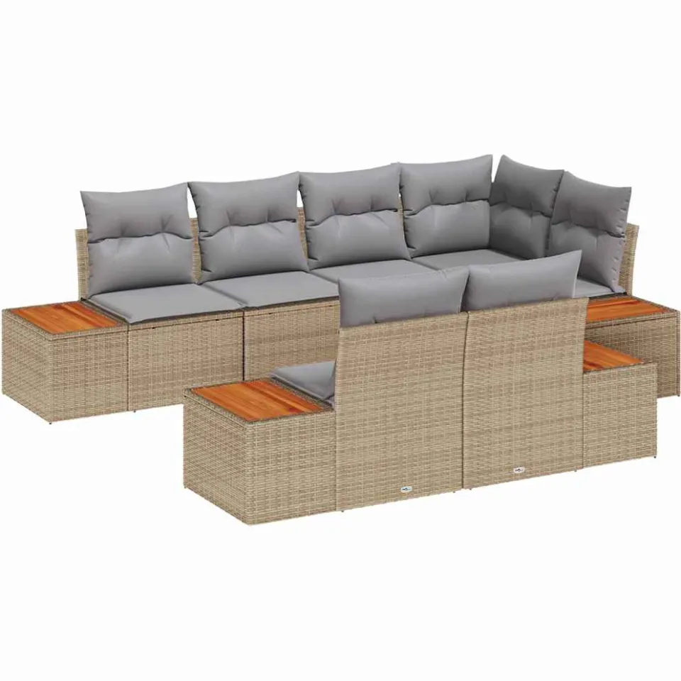 vidaXL Tuin Sofa Set 7 st Beige poly rattan