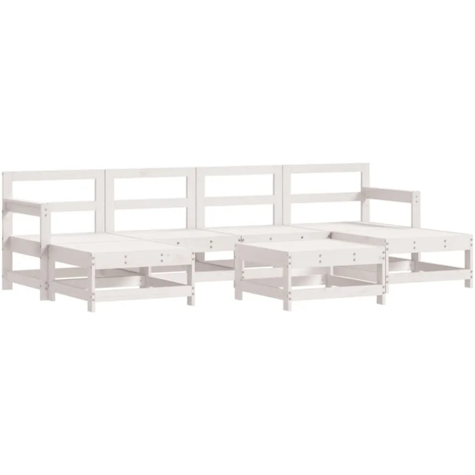 vidaXL 7-delige Loungeset met kussens massief hout wit, foto 3
