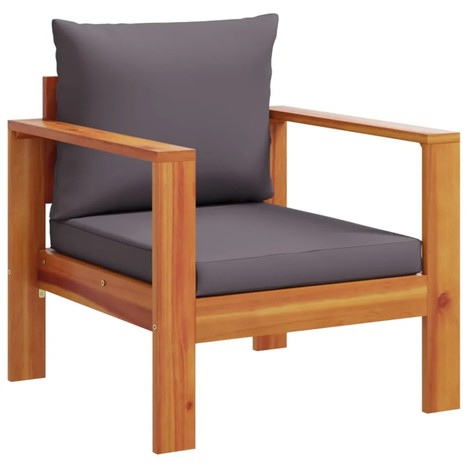 vidaXL 3-delige Loungeset met kussens massief acaciahout grijs, foto 4