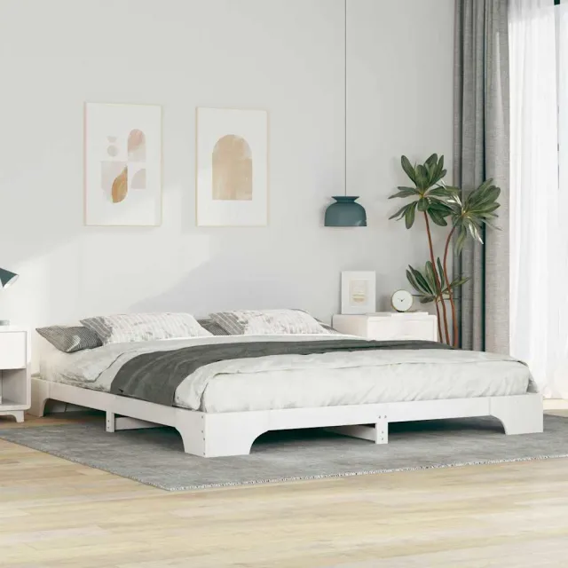 vidaXL Bedframe Wit 200 x 210 cm Massief grenenhout
