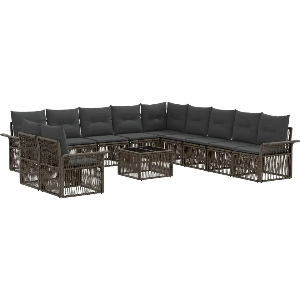 vidaXL Tuinbankenset 12 st 11-zits Grijs poly rattan, foto 3