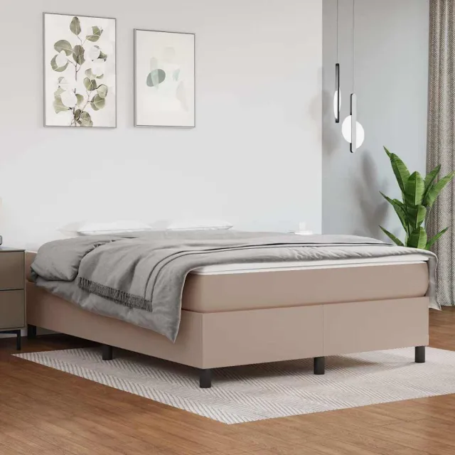vidaXL Boxspring bed kunstleer cappuccinokleurig 140x190 cm Bruin