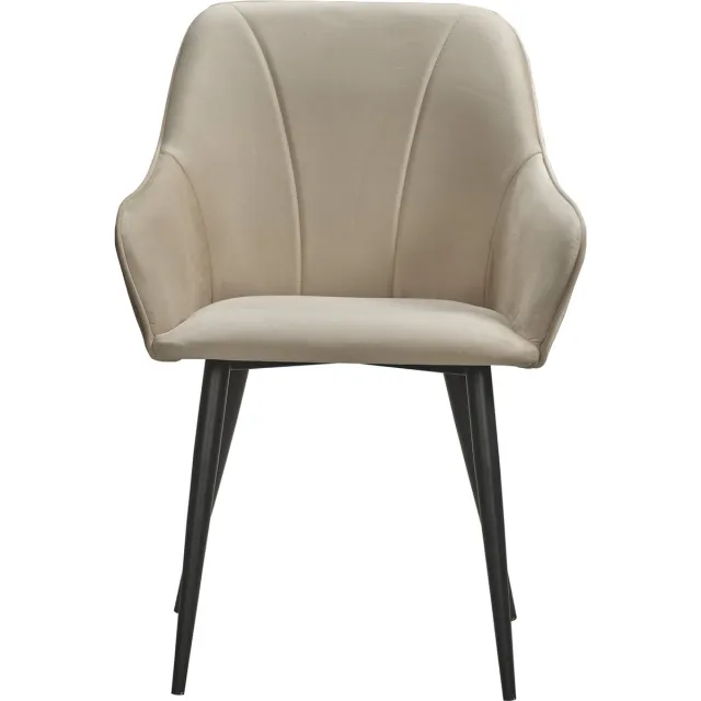 Soof & Tess Soof&Tess - Genoa Eetkamerstoel - Beige - Fluweel - Velvet - Industrieel - Met armleuning - Easy Clean Stoffen - Hoge Kwaliteit