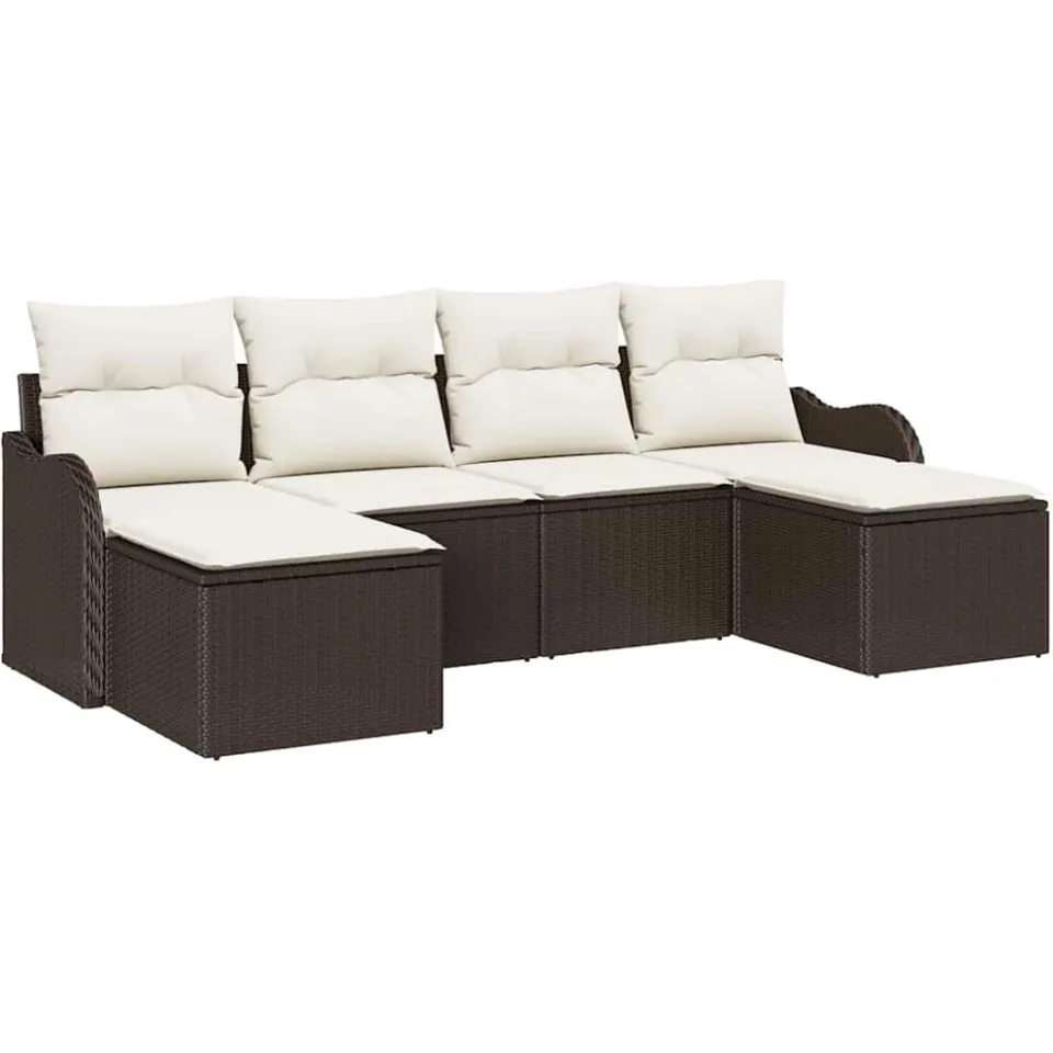vidaXL Tuin Sofa Set 6 st Bruin en wit poly rattan