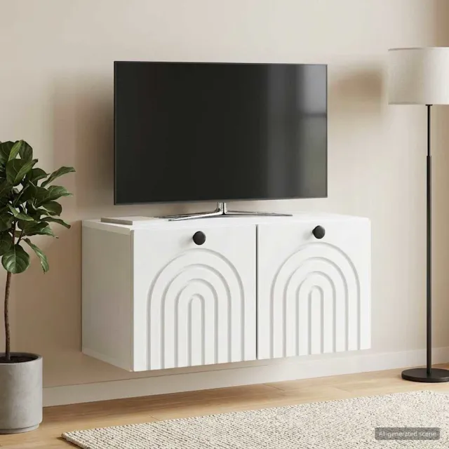 vidaXL Wandbeugel TV-kast Wit 59,5 x 31 x 30 cm Bewerkt hout