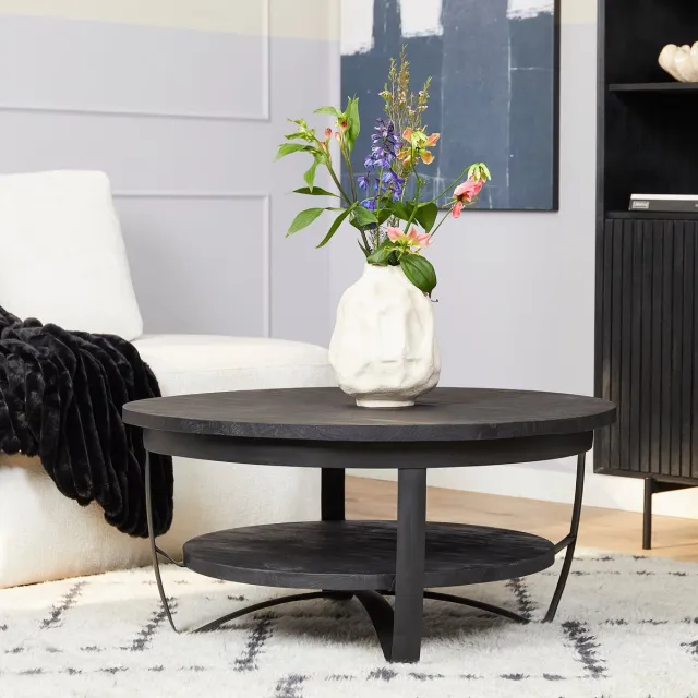 Starfurn Salontafel Paras | Zwart Mangohout 90cm