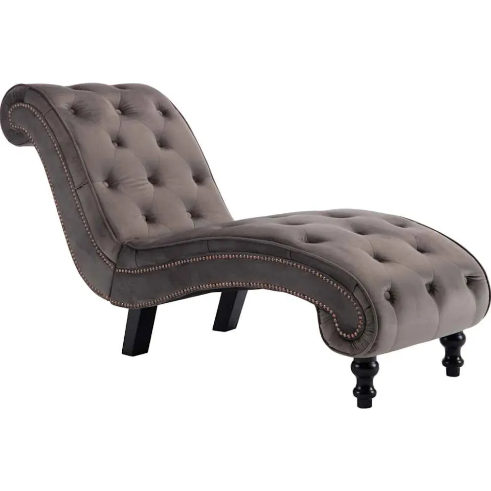 vidaXL Chaise longue fluweel grijs, foto 3