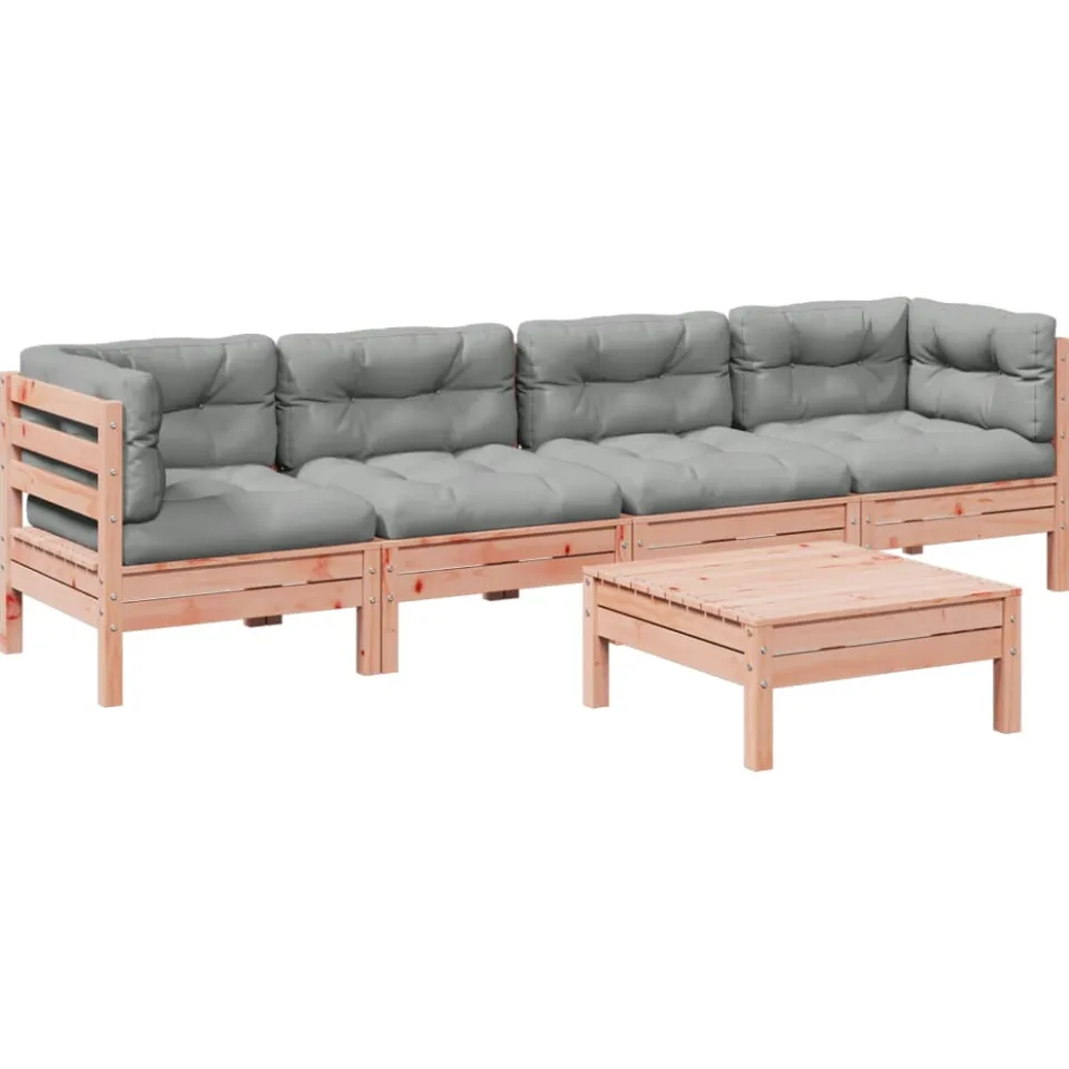 vidaXL 5-delige Loungeset met kussens massief douglas vurenhout Bruin