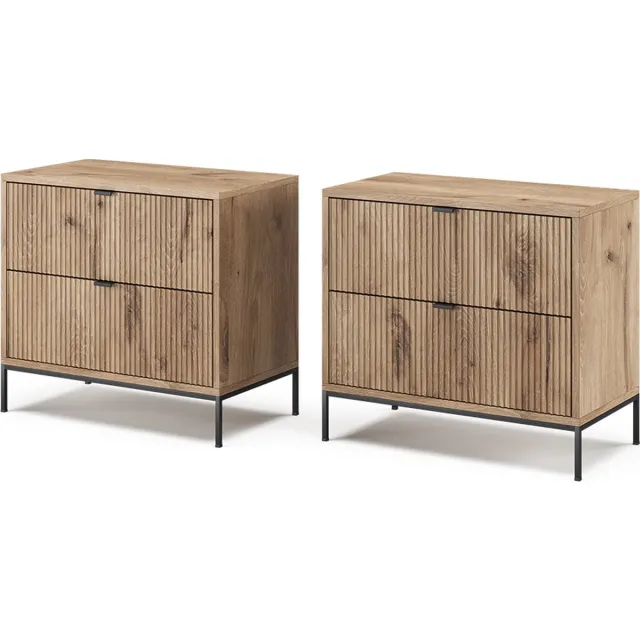 Vicco Eliza Nachtkastje – Set van 2 Viking Eik