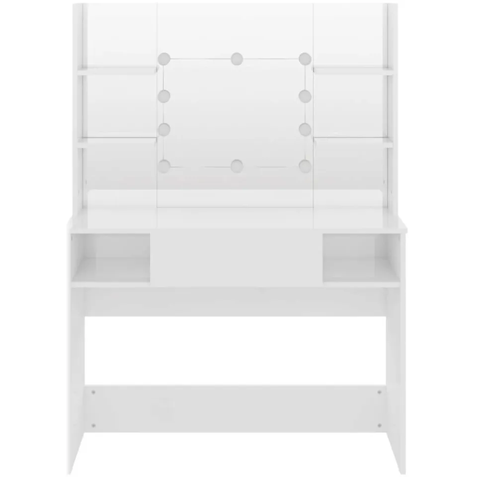 vidaXL Kaptafel met LED-verlichting 100x40x135 cm MDF glanzend wit